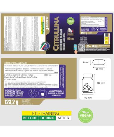 L-CITRULLINE MALATE 90 Capsules (3000mg per Serving) | Extra High Dosage (1000mg per capsule) | L Pure Fermentation Citrulline | Energy Metabolism | Bodybuilding and Fitness Booster - Buy Online on GoSupps.com