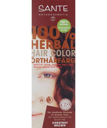 Buy Sante Natural Cosmetics Chestnut Brown Hair Color Powder | Vegan 100g | Rich Brown Tone & Gray Coverage - Buy Online on GoSupps.com
