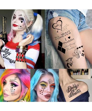 TASROI Harley Quinn Temporary Tattoo Stickers - Set of 5 Sheets for Men and Women, Suicide Squad and Birds of Prey Inspired, Perfect for Halloween and Cosplay - Buy Online on GoSupps.com