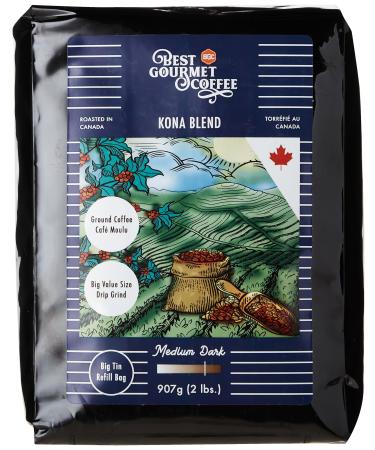 Best Gourmet Coffee Kona Blend Ground Coffee Medium Dark Roast 907g