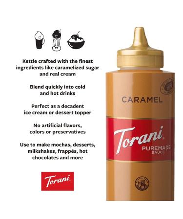 Torani Puremade Caramel Sauce 16.5oz (Pack of 4) - Delicious Caramel Flavor | 66oz Total - Buy Online on GoSupps.com