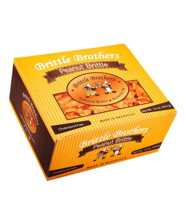 Brittle Brothers Peanut Brittle - 16 oz. Box : Voted #1 - 4xs more Nuts - Gift Set Cashew Pecan Bacon Corporate Christmas Mother Father Chocolate Peanut 1 Pound (Pack of 1)