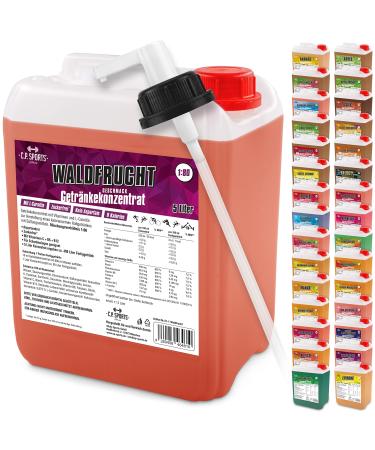 C.P.Sports beverage syrup for mineral drink i syrup sugar-free for vital drink forest fruit with vitamins i beverage concentrate for mixing with water for sports drink i 5 liter + pump donor forest fruit 5 l (1 Pack)