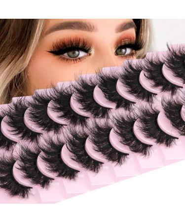 Fanxiton 8D Dramatic Faux Mink Lashes - 10 Pairs 20mm Soft Wispy Fluffy Volume False Eyelashes - Buy Online on GoSupps.com