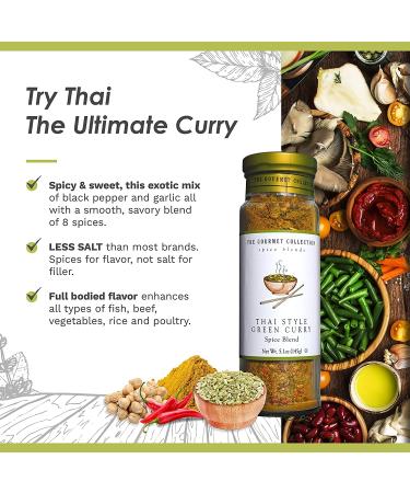 Gourmet Collection Thai Style Green Curry Spice Blend - Spicy Sweet Seasoning for Chicken, Vegetables, Fish - 156 Servings - Buy Online on GoSupps.com