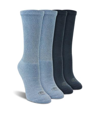 Doctor's Choice Diabetic Socks for Men Seamless Crew Socks with Non-Binding Top Mens Diabetic Socks Provides Extra Comfort for Gout | Non Binding Socks | 4-Pairs Navy Large Size 10-13