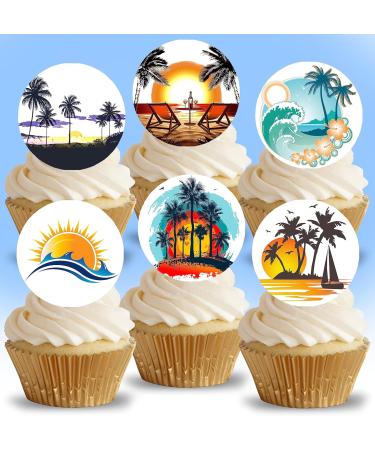 24 x Pre-Cut Travel Holiday 1 Edible Stand up Wafer/Rice Paper Cupcake Cake Toppers Birthday Party Beach Decorations (Summer Style 1) - Buy Online on GoSupps.com