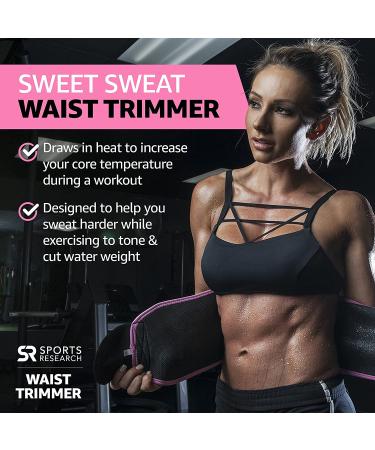 Sports Research Sweet Sweat Waist Trimmer - Large Black & Pink Belt for Enhanced Workout - Buy Online on GoSupps.com