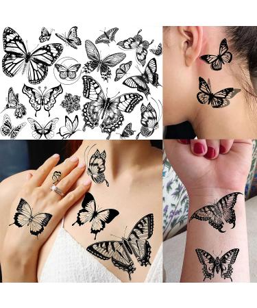 COKTAK 6 Sheets Large Black Butterfly Temporary Tattoos for Women and Girls - Sexy and Realistic 3D Fake Tattoos - Buy Online on GoSupps.com