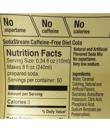 SodaStream Diet Cola Caffeine Free 500ml Makes 12-litres of Soda Caffeine Free Cola 16.91 Fl Oz (Pack of 1) - Buy Online on GoSupps.com