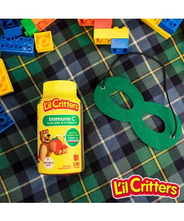 Lil Critters Kids Immune C Gummy Supplement - 190 Count, Vitamin C, D3 & Zinc for Immune Support - 190mg Vitamin C Per Serving - No. 1 Kids Gummy Vitamin Brand - Buy Online on GoSupps.com