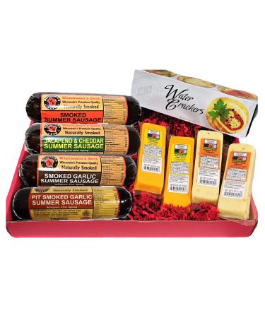 WISCONSINS BEST and WISCONSIN CHEESE COMPANY - Ultimate Mancave Cheese and Sausage Gift Basket  Features Summer Sausages 100 Wisconsin Cheddar Cheese Pepper Jack Cheese  Give a Gift all Will Love and Enjoy Perfect a - Buy Online on GoSupps.com