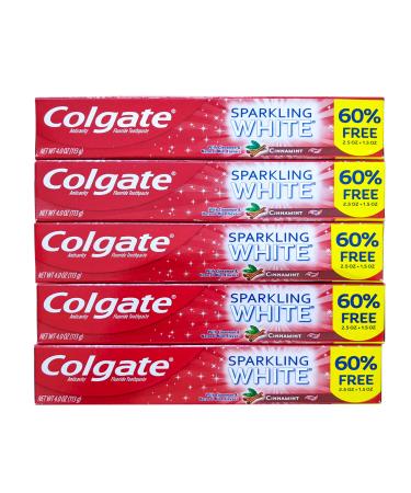 Colgate Cinnamint Fluoride Toothpaste with Cinnamon and Natural Mint Flavor Deep Tooth and Gum Cleaning Gel with Gentle Whitening Fights Cavities and Plaque Kids and Adults 5 Pack
