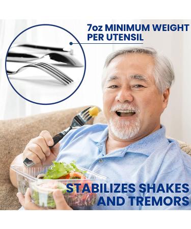 BunMo Weighted Utensils for Tremors and Parkinson's - Heavy Silverware Set for Patients - Adaptive Eating Flatware (4 Pieces) - Buy Online on GoSupps.com