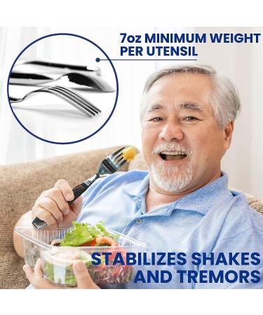 BunMo Weighted Utensils for Tremors and Parkinson's Patients - Heavy Silverware Set for Adaptive Eating - Knife, Fork, Spoon (3 Pieces) - Buy Online on GoSupps.com