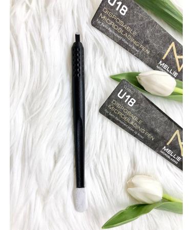 Pack of 10 Mellie Microblading Disposable Pens - Eyebrow Tools with Pigment Sponge | Black U18 .18mm | International Shipping Available - Buy Online on GoSupps.com