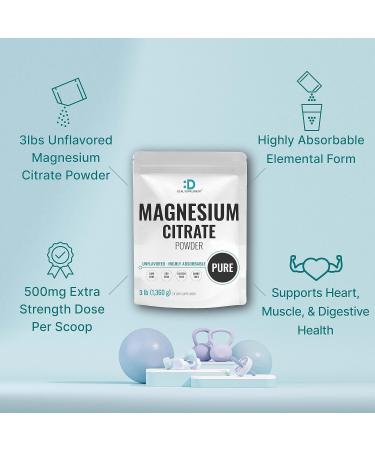 DEAL SUPPLEMENT Magnesium Citrate Powder 500mg 3lbs Unflavored Easily Absorbed Purified Trace Mineral for Muscle Heart & Digestive Support One a Day Non-GMO Filler Free - Buy Online on GoSupps.com