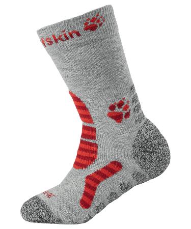 Jack Wolfskin Unisex Kids Hiking Stripe Classic Cut Socks 28-30 light grey