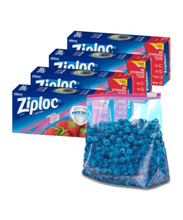Ziploc Gallon Food Storage Slider Bags, Power Shield Technology for More Durability, 26 Count, Pack of 4 (104 Total Bags) 104 Count