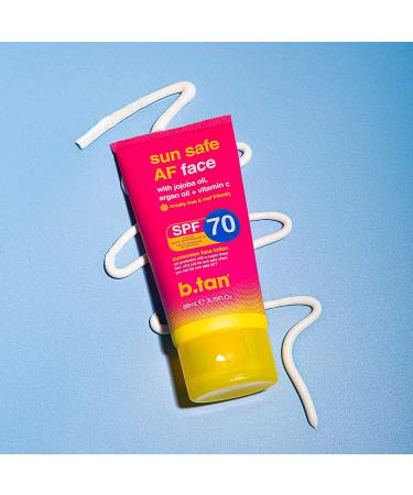 b.tan SPF 70 Face Sunscreen | Sun Safe AF Facial Lotion - Hydrating & Silky with Vitamin C, Jojoba, and Argan Oil - Reef Friendly & Vegan - 3 Fl Oz - Buy Online on GoSupps.com