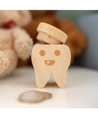 LAUBLUST Wooden Milk Tooth Box with Lid | Engraved Tooth Design & Smiley | Perfect Childhood Keepsake & Gift for Kids - Buy Online on GoSupps.com