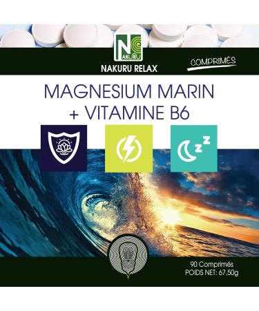 NAKURU | Marine Magnesium + Vitamin B6 | Relax Range | Made in France | (90 Tablets of 750mg / Net Weight: 67.5g) - Buy Online on GoSupps.com
