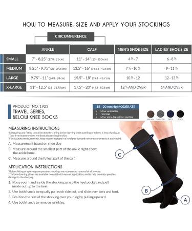 Truform Travel Compression Socks for Men & Women - 15-20 mmHg Knee High Black Large (1 Pair) - Optimal Comfort for International Shipping - Buy Online on GoSupps.com