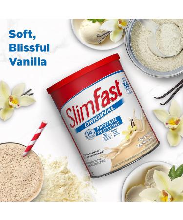 Slim-Fast Original Meal Replacement or Weight Loss Shake Mix Powder - 14g of Protein 23 Vitamins and Minerals Great Taste - 1.2KG - French Vanilla Flavour - Buy Online on GoSupps.com