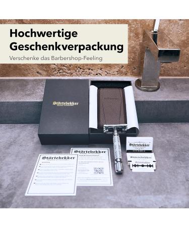 St rtebekker Premium Razor Hobel - Handmade Leather Etui | Travel Razor Set with 10 Blades & Built-in Mirror | Vintage Wet Razor with 2-Page Blade Head - Shop Internationally! - Buy Online on GoSupps.com