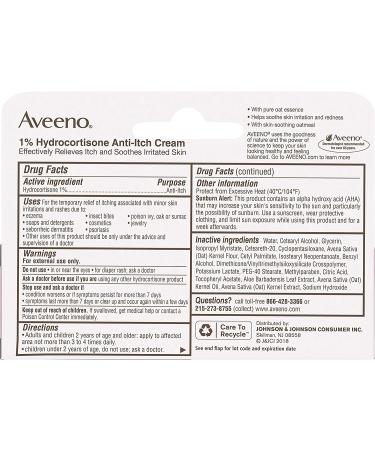 Aveeno Maximum Strength 1% Hydrocortisone Anti-Itch Cream with Triple Oat Complex, Aloe & Vitamin E - 1 Oz | Relief from Eczema, Psoriasis, Insect Bites & Poison Ivy - Buy Online on GoSupps.com