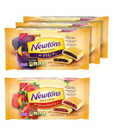 Newtons Soft & Chewy Cookies Variety Pack, Fig Cookies, Strawberry & 100% Whole Grain Wheat Triple Berry, Pack of 4
