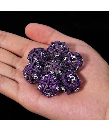 Metal DND Dice Set - Unique Round Hollow Orb Design - Purple Dragon Metal Dice for RPG - Stunning Dungeons and Dragons Set - Buy Online on GoSupps.com