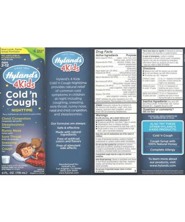 Hyland's Nighttime Cold N Cough for Kids - 4 fl oz - Buy Online on GoSupps.com