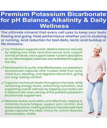 Pure Potassium Bicarbonate Supplement Capsules pH Balance Pills High Potassium Electrolytes 1200mg Serv. USA Made Bicarbonate Food Grade Acid-Alkaline Balance Immunity Endurance 120 caps 120 Count (Pack of 1) - Buy Online on GoSupps.com