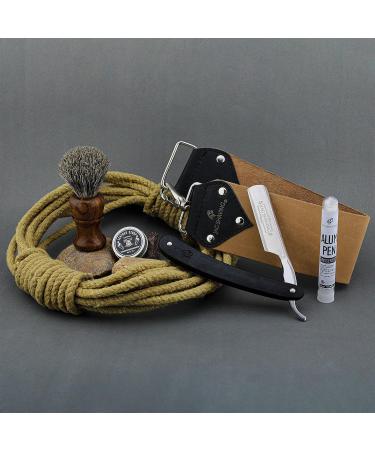 JAG SHAVING 5-Part Sustainable Shaving Set | Wooden Brush Razor Leather String Honing Compound & Alaun Stick | Ideal Gift for Men - Buy Online on GoSupps.com