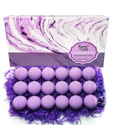 Lavender Bath Bombs Gift Set for Men and Women. 18 Lavender Bath Bombs Bulk with Essential Oils. Relaxing Bath Bombs Individually Wrapped with Organic Ingredients. Natural Bath Balls for Women & Men!