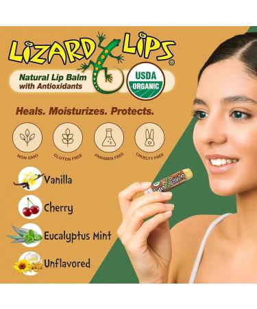 Lizard Lips USDA Certified Organic - 4 Flavor Variety Pack | Natural Lip Balm Sampler - Buy Online on GoSupps.com
