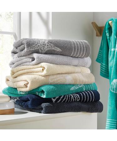 Dyckhoff Seashell Terry Cloth Set | Navy Cotton Towels - 2 Bath (70x140 cm) & 4 Hand Towels (50x100 cm) | Premium Quality eCommerce Shipping Worldwide - Buy Online on GoSupps.com
