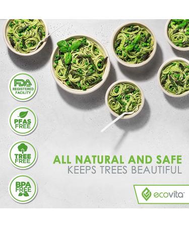 Ecovita 100% Compostable Paper Bowls 12 oz - 150 Count | Eco Friendly & Sturdy | Tree Free, Liquid & Heat Resistant | Plastic & Paper Bowl Alternative - Buy Online on GoSupps.com