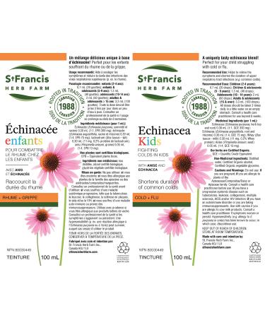 St. Francis Echinacea Kids Tincture Liquid Herbal Extract | Great-Tasting Fast-Acting | Boosts Immune Health & Lessen the Severity - 100ml