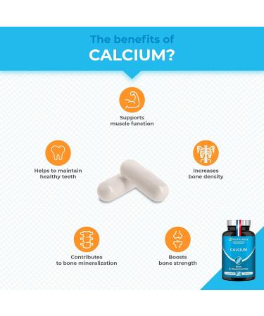 Bone Health Complex with Calcium, Magnesium, Vitamin D3 & K2 | 120 Vegetarian Capsules | Supports Bone Density and Strengthens Bones and Muscles | French Expertise - Buy Online on GoSupps.com