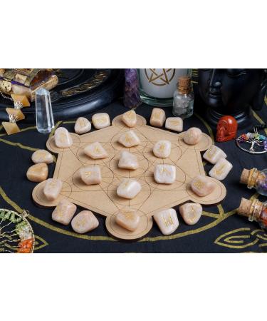 Crocon Red Moonstone Elder Futhark Rune Set | 25 Pcs Tumbled Gemstone Runes for Divination and Healing | Chakra Reiki | Includes Pouch | 20-25mm - Buy Online on GoSupps.com