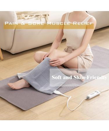 SAFER Electric Heating Pad for Pain Relief - Quick-Heat with LCD Control Panel - Machine Washable 12x24 (Silver Gray) - Buy Online on GoSupps.com