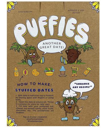 Puffies by Bohemian Dates | Whole Medjool Dates | Soft & Chewy Caramel Flavor | 2 lbs - Buy Online on GoSupps.com