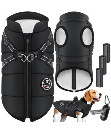 LOVPET dog jacket dog coat with dishes including 45 pieces of faeces + donor dogs Feeded winter vest waterproof padded vest with chest belt reflectors D-ring 5xl black 5xl black