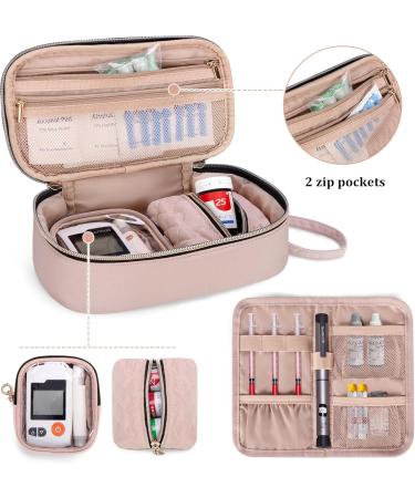 YARWO Diabetic Travel Case - Blood Glucose Monitor & Insulin Syringe Storage Bag Dusty Rose | Best Diabetes Supplies Organizer - Buy Online on GoSupps.com