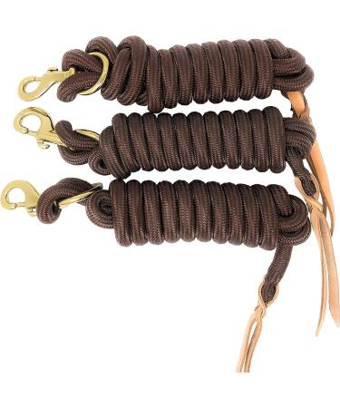 Set of 3 Green 9-Foot Nylon Lead Ropes with Leather Popper - Buy Online on GoSupps.com