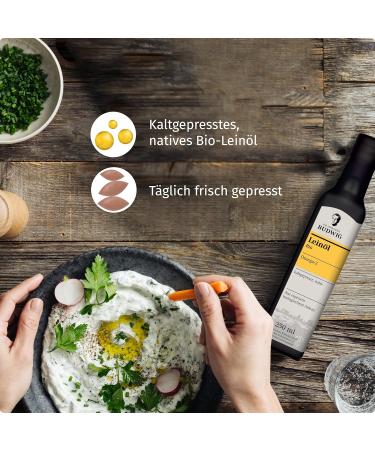 Dr. Budwig Organic Linseed Oil - Cold-Pressed 500ml | High-Dose Omega 3 from Flaxseed | Vegan & Unfiltered | Sustainable Cultivation - Buy Online on GoSupps.com