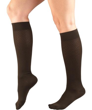 Truform Compression Socks for Women - 15-20 mmHg Knee High Dress Socks Brown Diamond Knit Large (Pack of 2) - International Shipping Available - Buy Online on GoSupps.com