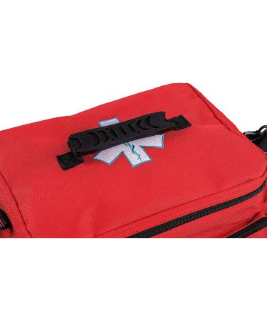 Scherber First Responder Bag | Fully-Stocked EMT/EMS Trauma Kit | 200+ First Aid Supplies | Reflective Red Bag w/ 8 Pockets & Shoulder Strap - Buy Online on GoSupps.com